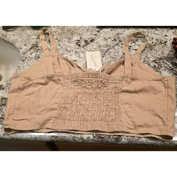 Universal Thread Women's Tie-Front Cropped Tank Top - Size XL Wheatfield Tan B - Picture 5 of 6